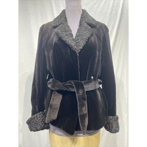 sheared mink jacket w/ black persian lamb trim (86026)